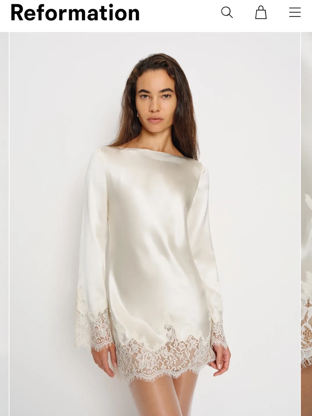 Reformation Blanche Dress Satin Lace Trim - Picture 6 of 14